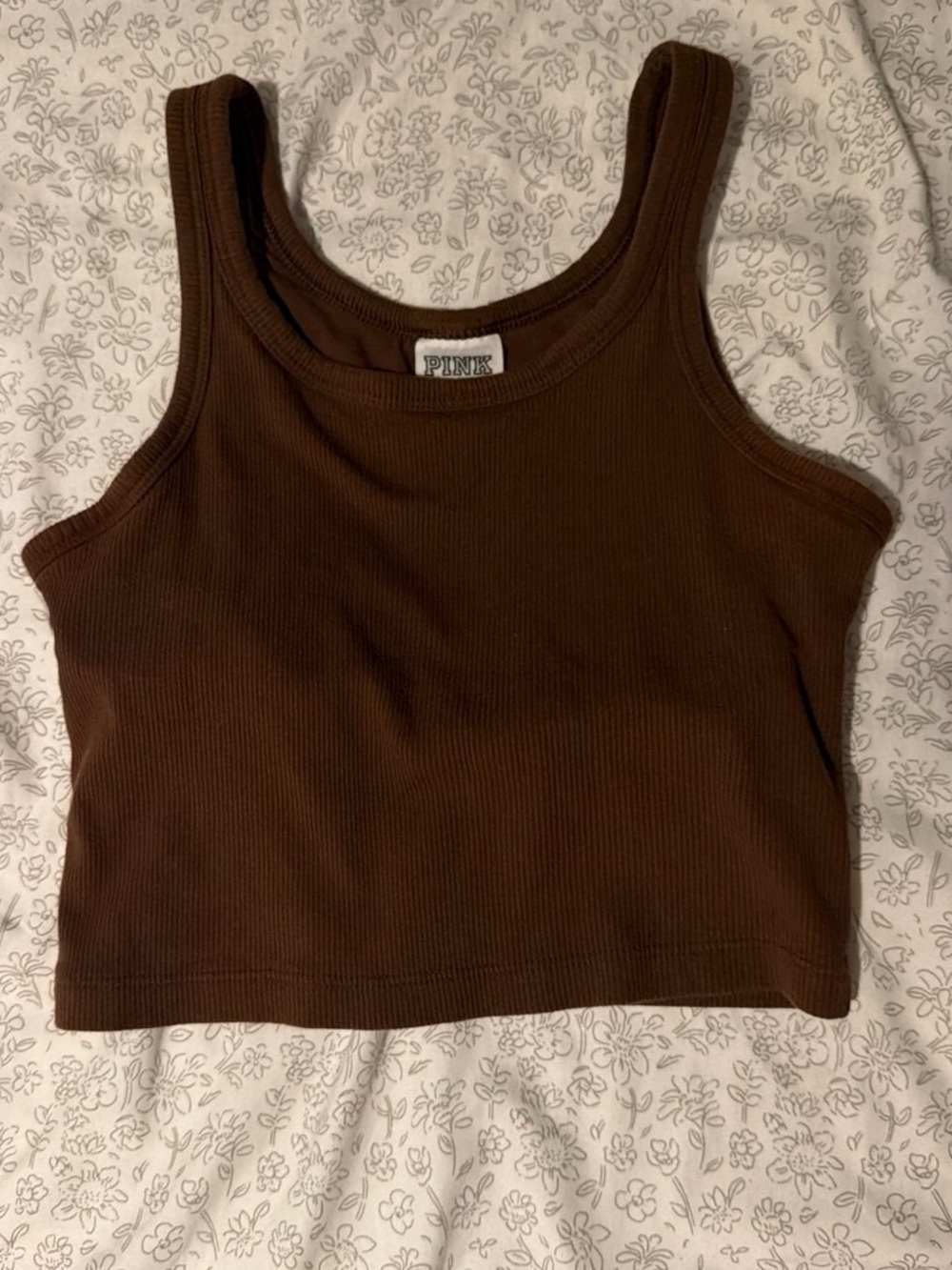 PINK Victoria's Secret Women's Ribbed Tank Top Brown- XS